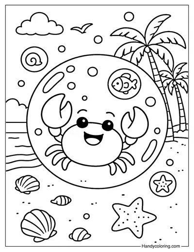 Crab Bubble Coloring Page