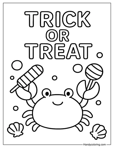 Crab Trick or Treat Coloring Page
