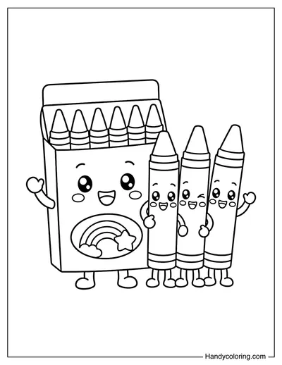 Crayon Box and Crayons Standing Together
