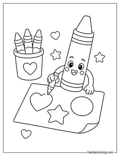 Crayon Drawing Simple Shapes on Paper