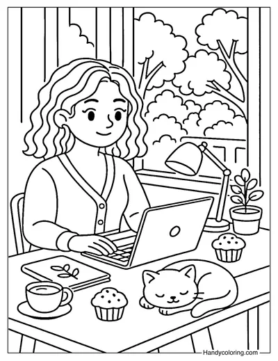 Creative Coffee Morning Coloring Page