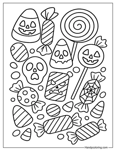 Creepy Candy Coloring Page