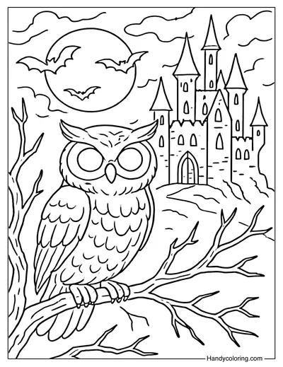 Creepy Owl Coloring Page