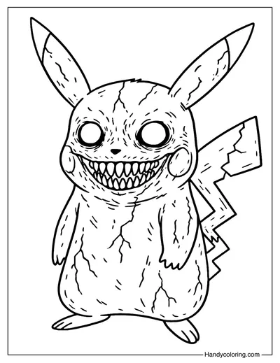 Creepy Pikachu Coloring Page