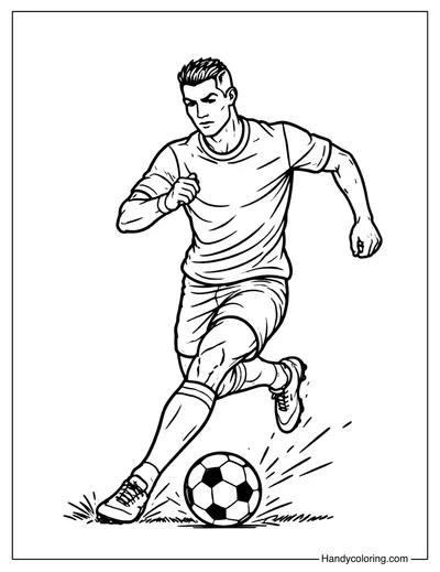 Cristiano Ronaldo Running Pose Coloring Page