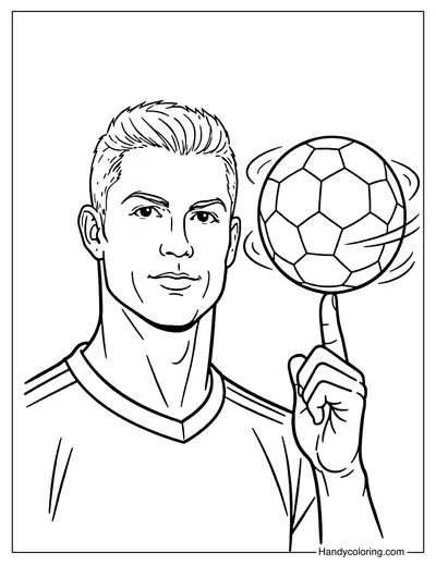 Cristiano Ronaldo Spinning Ball Coloring Page