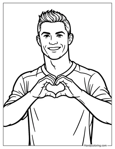 Cristiano Ronaldo Valentine Heart Coloring Page