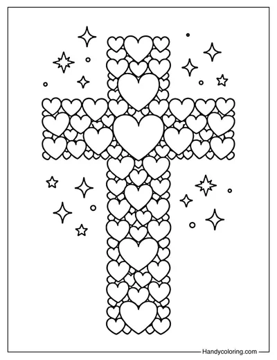 Cross Made of Small Hearts