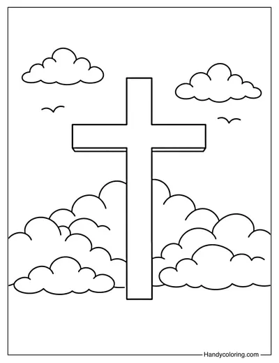 Cross with Cloud To Color