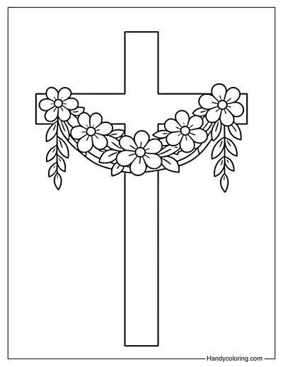 Cross with Flower Garland