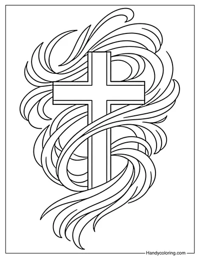 Cross with Flowing Light Patterns