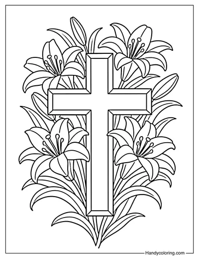 Cross with Lily Flowers