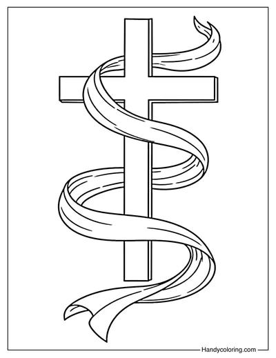 Cross with Ribbon Flowing