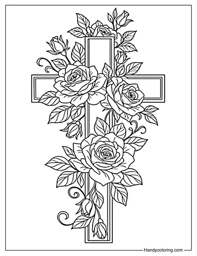 Cross with Roses