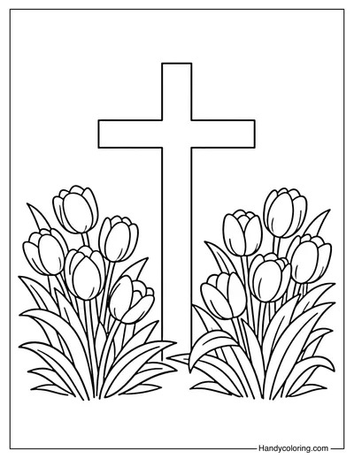 Cross with Tulips