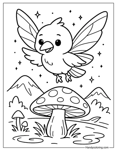Crow Fairyland Coloring Page