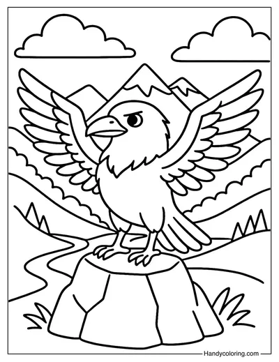 Crow Guardian Coloring Page