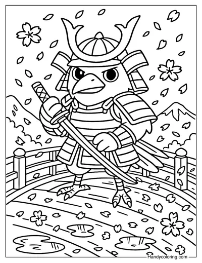 Crow Samurai Coloring Page