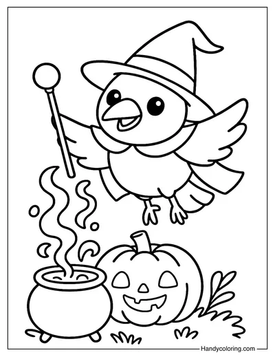 Crow Wizard Coloring Page