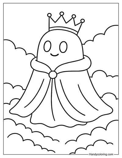 Crowned Ghost Coloring Page