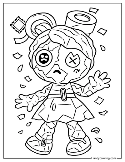 Crumple the Wrinkly Paper Doll Coloring Page