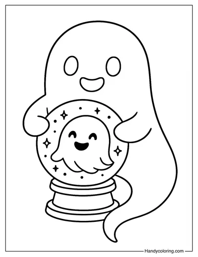 Crystal Ball Ghost Coloring Page
