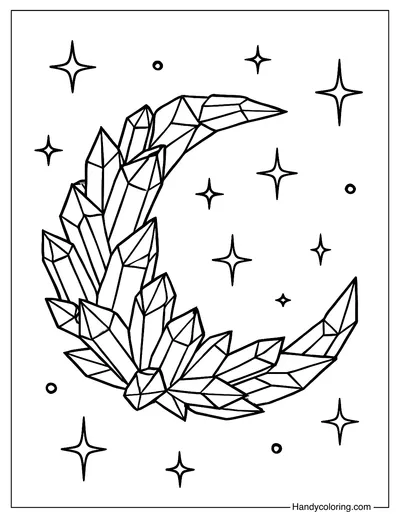 Crystal Moon Coloring Page