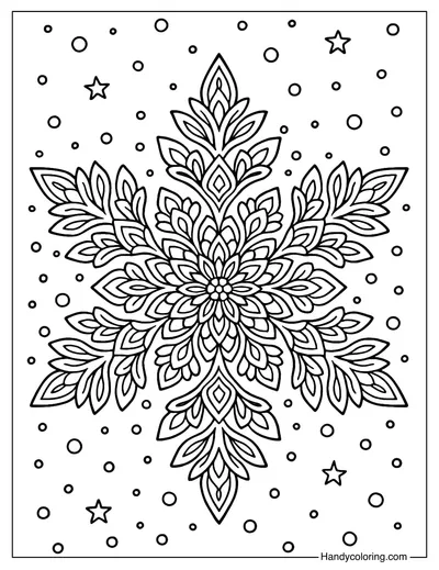 Crystal Snowflake Mandala Coloring Page