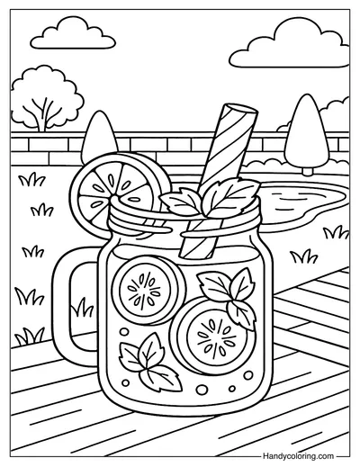 Cucumber Mint Detox Coloring Page