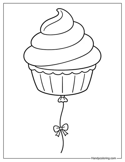 Cupcake Balloon Coloring Page