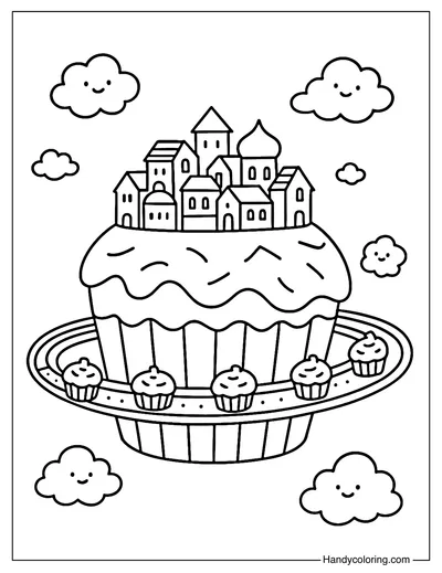 Cupcake City Orbit Coloring Page