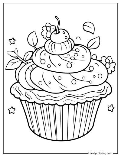 Cupcake Free Coloring Page