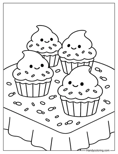 Cupcake Ghost Party Coloring Page