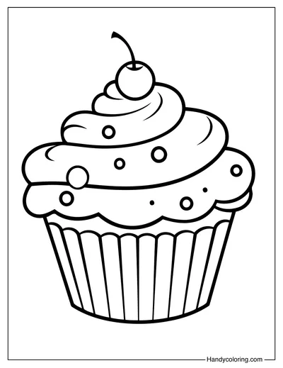 Cupcake Line Art Coloring Page