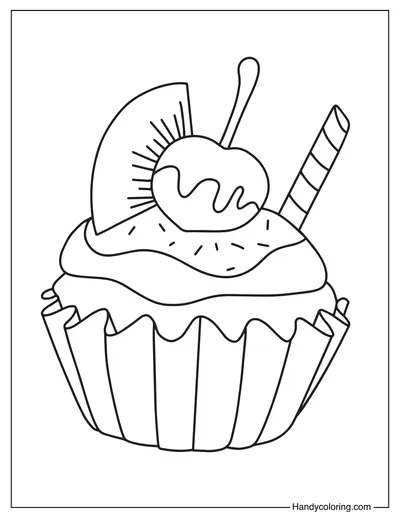 Cupcake To Color For Kids