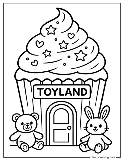 Cupcake Toy Shop Coloring Page