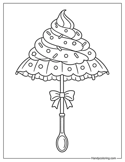 Cupcake Umbrella Coloring Page