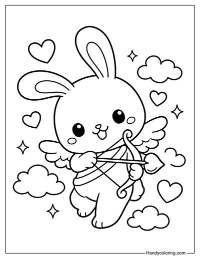 Cupid Bunny Coloring Page