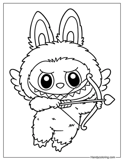 Cupid Labubu Valentine Coloring Page