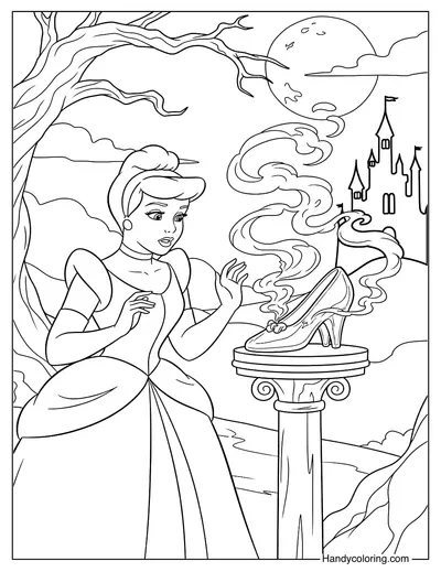Cursed Shoe Cinderella Coloring Page