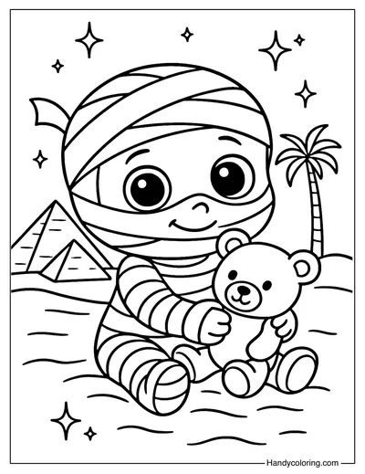 Cute Baby Mummy Coloring Page