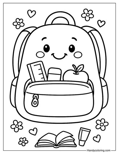 Cute Backpack Buddy Coloring Page