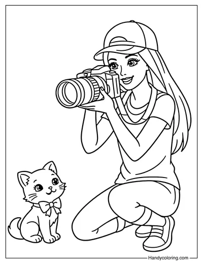 Cute Barbie Photographer Holding A Camera