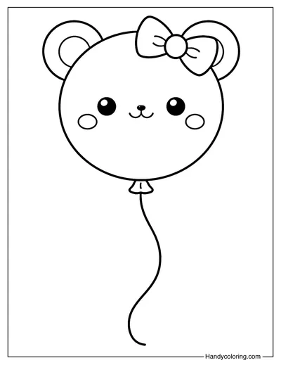 Cute Bear Balloon Coloring Page