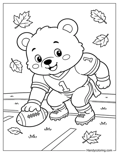 Cute Bear Playing Football