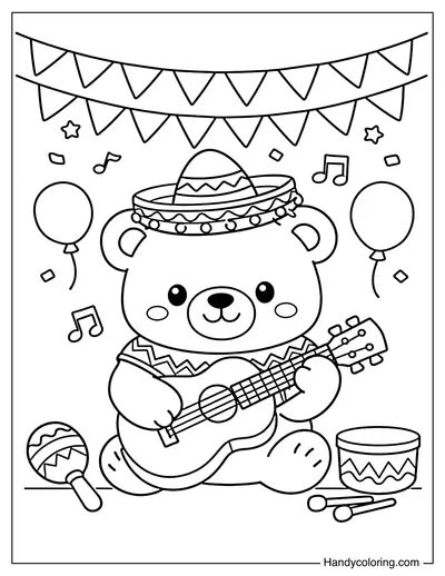 Cute Bear Playing Guitar Cinco de Mayo