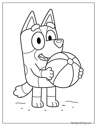 Cute Bluey Holding Beach Ball