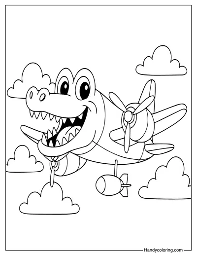 Cute Bombardiro Crocodilo Coloring Page