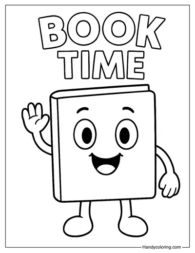 Cute Book Buddy Coloring Page