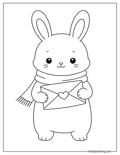 Cute Bunny February Coloring Page